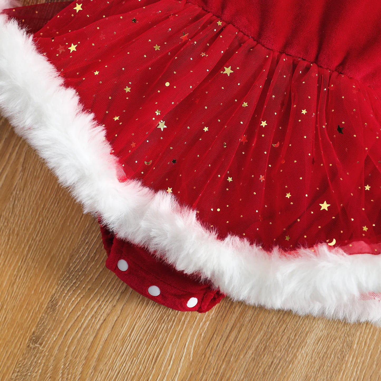 Baby Girl Christmas Romper with Sequin Skirt & Headband - SweetPeaShop
