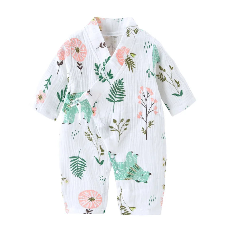 Baby Muslin Cotton Long Sleeve Romper - Unisex Newborn Jumpsuit - SweetPeaShop