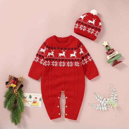 Christmas Baby Elk Romper & Hat Set - SweetPeaShop Exclusive - SweetPeaShop