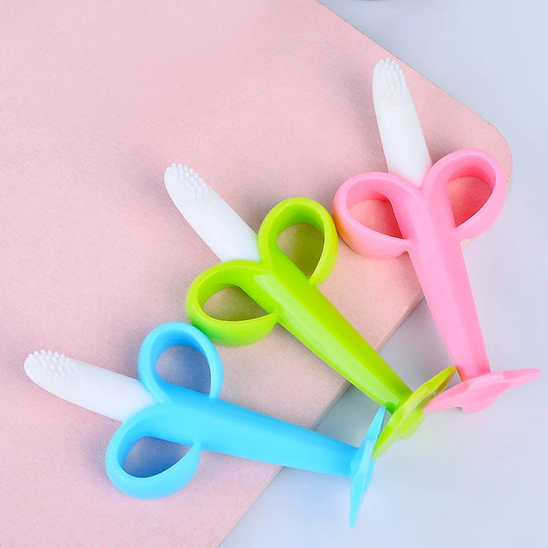 Baby Silicone Training Toothbrush - BPA Free Banana Shape Teething Ring & Chew Toy - SweetPeaShop