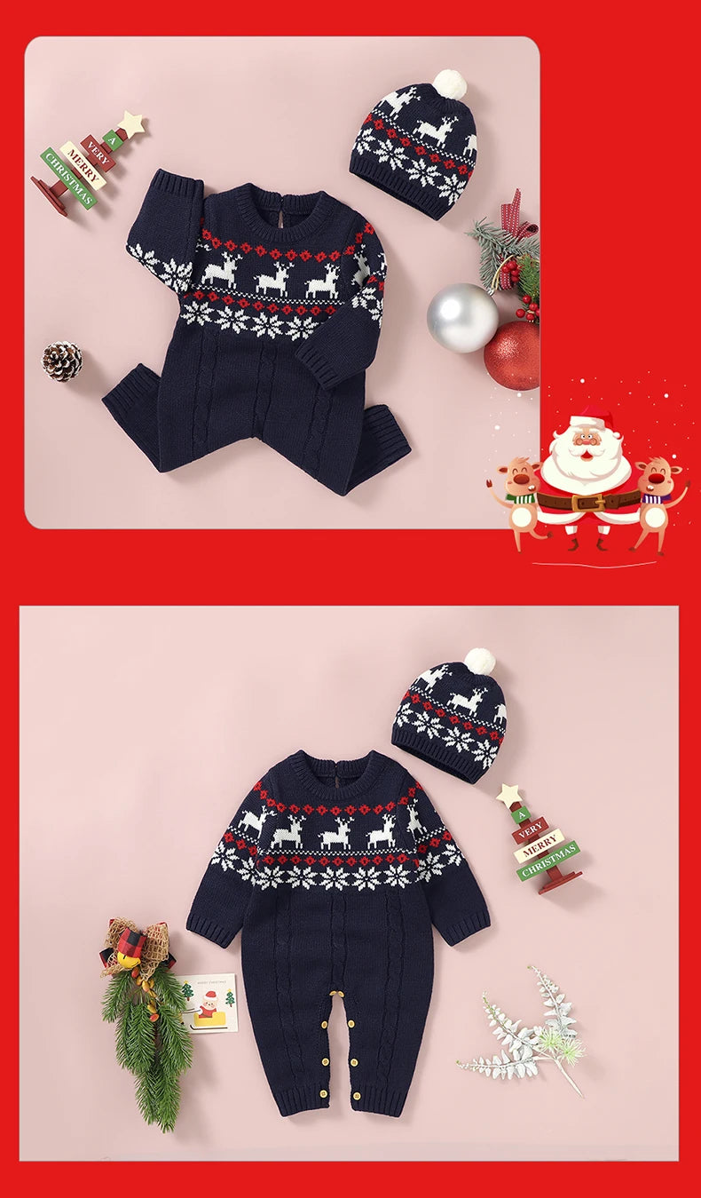 Christmas Baby Elk Romper & Hat Set - SweetPeaShop Exclusive - SweetPeaShop