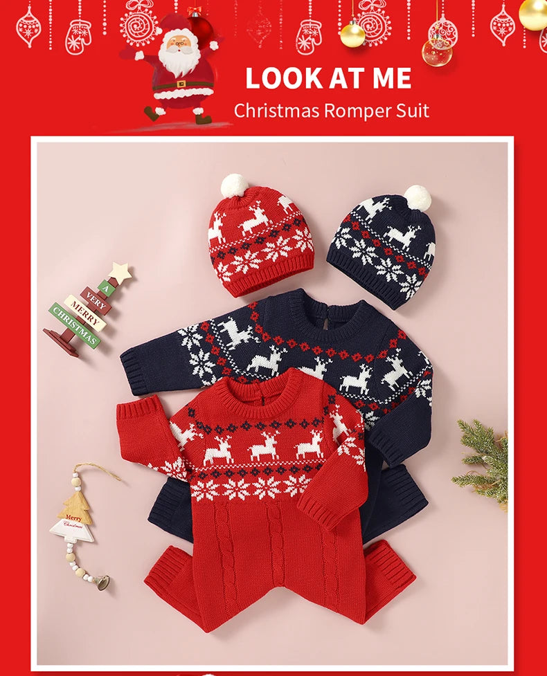 Christmas Baby Elk Romper & Hat Set - SweetPeaShop Exclusive - SweetPeaShop