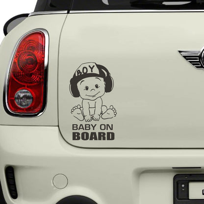 Baby On Board Car Stickers Window Funny Cute Boy Automobiles Exterior Accessories Vinyl Decals, 18cm x 12cm - SweetPeaShop