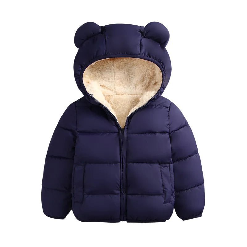 Winter Snow Suit for Kids - 3D Ear Hooded Down Jacket (0-3 Years) | Unisex Baby Boys & Girls Coat - SweetPeaShop