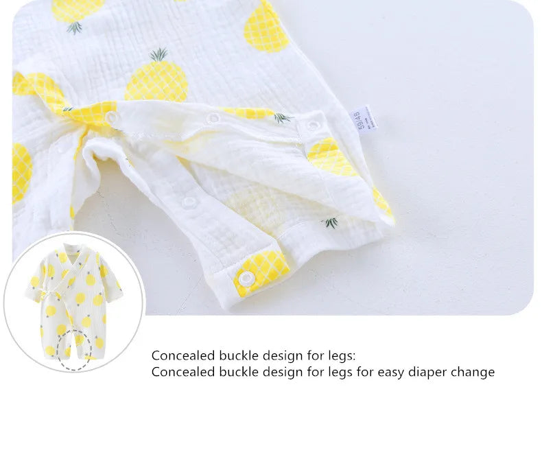 Baby Muslin Cotton Long Sleeve Romper - Unisex Newborn Jumpsuit - SweetPeaShop