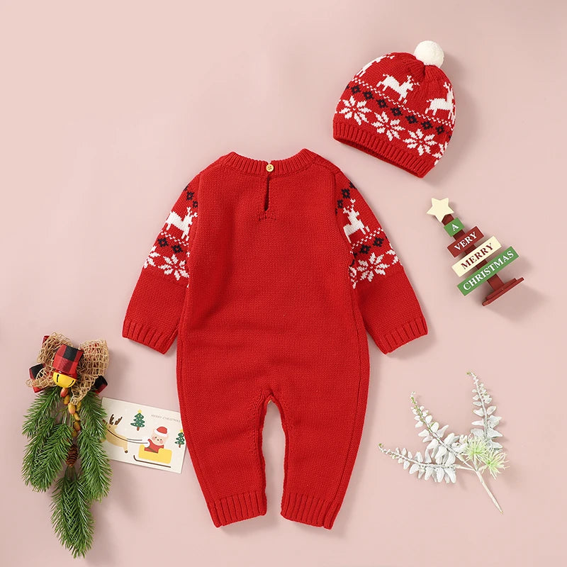 Christmas Baby Elk Romper & Hat Set - SweetPeaShop Exclusive - SweetPeaShop