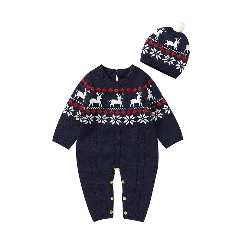 Christmas Baby Elk Romper & Hat Set - SweetPeaShop Exclusive - SweetPeaShop