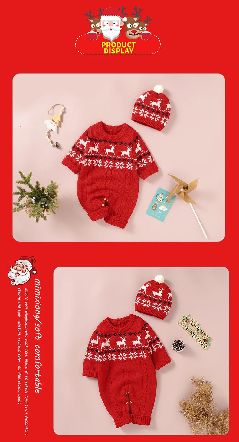 Christmas Baby Elk Romper & Hat Set - SweetPeaShop Exclusive - SweetPeaShop