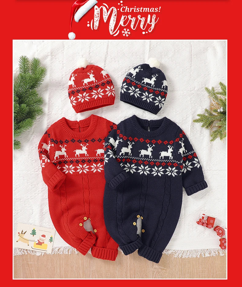 Christmas Baby Elk Romper & Hat Set - SweetPeaShop Exclusive - SweetPeaShop