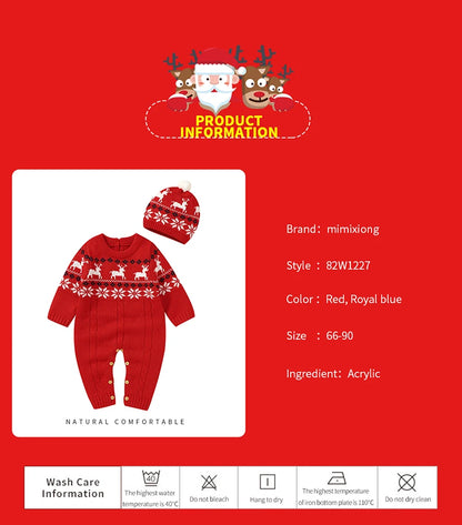 Christmas Baby Elk Romper & Hat Set - SweetPeaShop Exclusive - SweetPeaShop