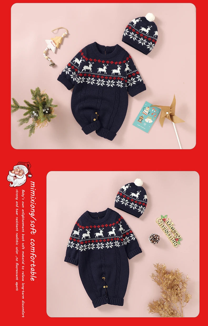 Christmas Baby Elk Romper & Hat Set - SweetPeaShop Exclusive - SweetPeaShop