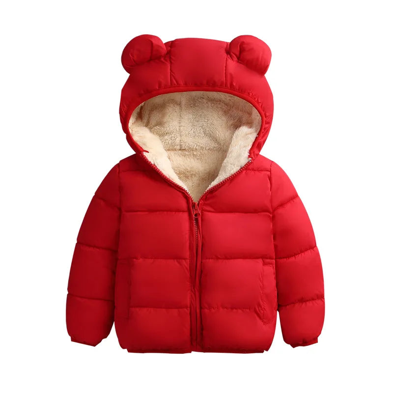 Winter Snow Suit for Kids - 3D Ear Hooded Down Jacket (0-3 Years) | Unisex Baby Boys & Girls Coat - SweetPeaShop