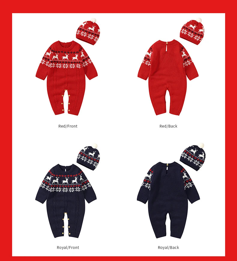 Christmas Baby Elk Romper & Hat Set - SweetPeaShop Exclusive - SweetPeaShop