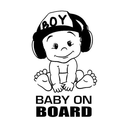 Baby On Board Car Stickers Window Funny Cute Boy Automobiles Exterior Accessories Vinyl Decals, 18cm x 12cm - SweetPeaShop