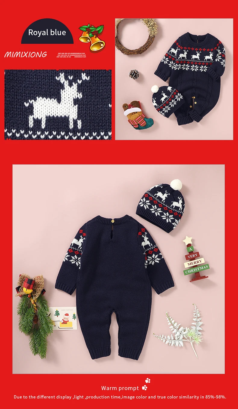 Christmas Baby Elk Romper & Hat Set - SweetPeaShop Exclusive - SweetPeaShop