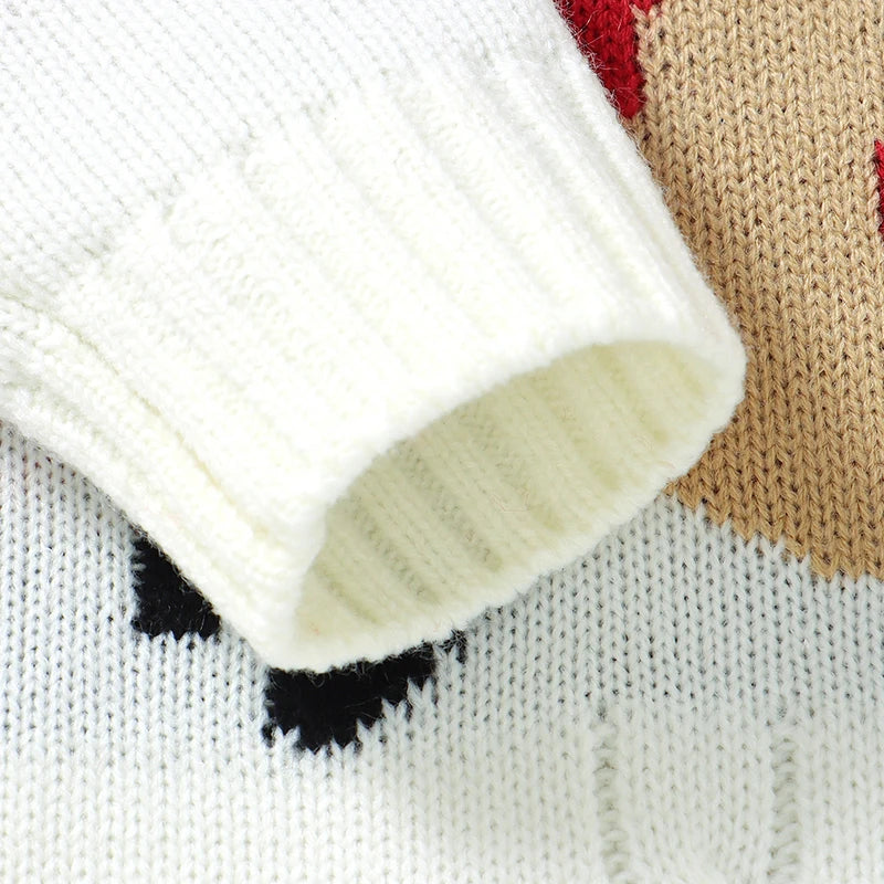 Christmas Newborn Baby Romper & Hat Set - Knit Long Sleeve Elk Jumpsuit Outfit - SweetPeaShop