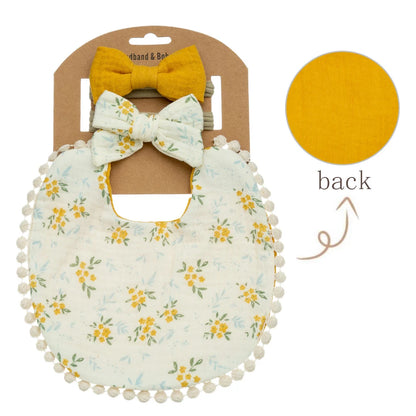 Floral Baby Bib & Headband Set - SweetPeaShop Exclusive