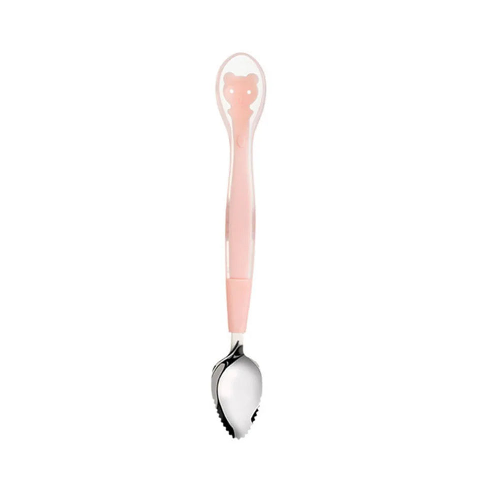 Serrated Stainless Steel Baby Fruit Scraping Spoon – Infant Feeding Gadget