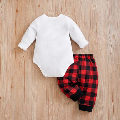 Plaid Bow Tie Baby Set - 2PCS Long Sleeve Bodysuit & Vest Outfit for All Seasons - SweetPeaShop