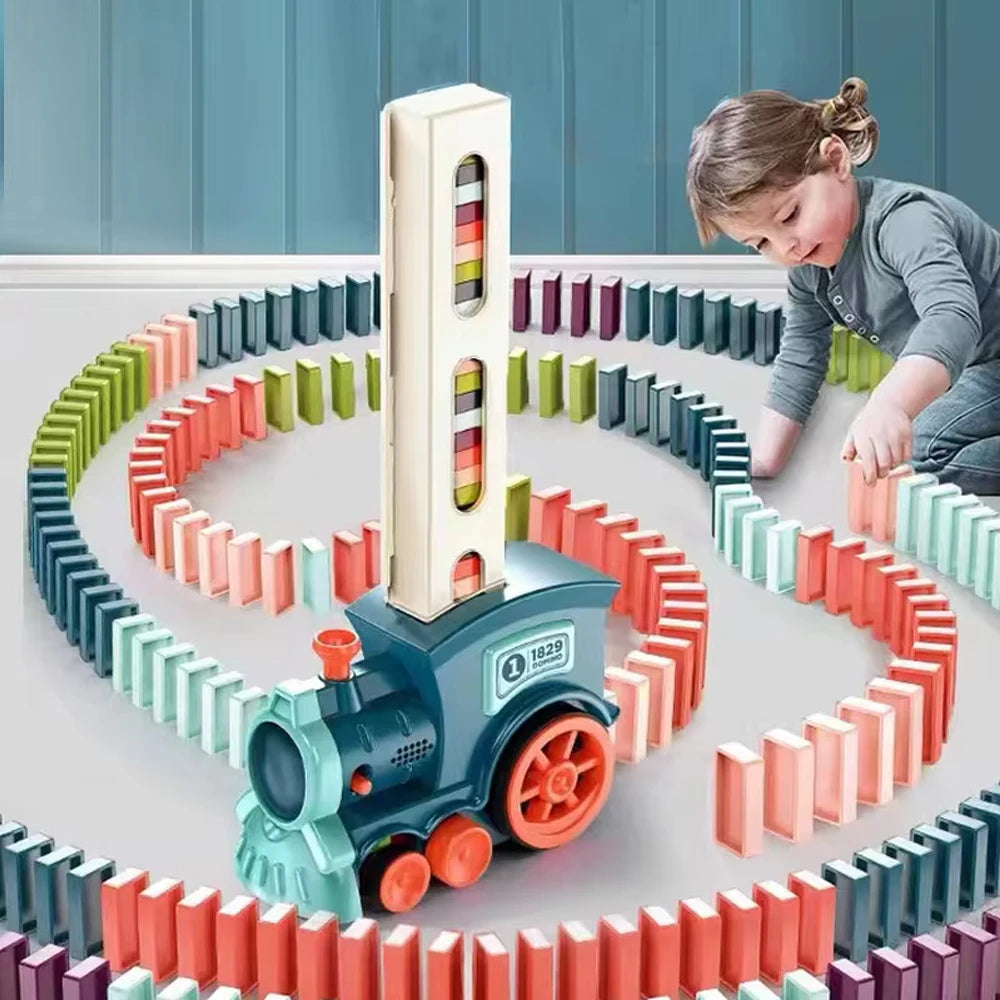 Domino Train for Kids – Automatic Laying Electric Car Set with Colorful Dominoes – Educational Toy for Boys and Girls – Perfect Gift for Ages 3+ - SweetPeaShop