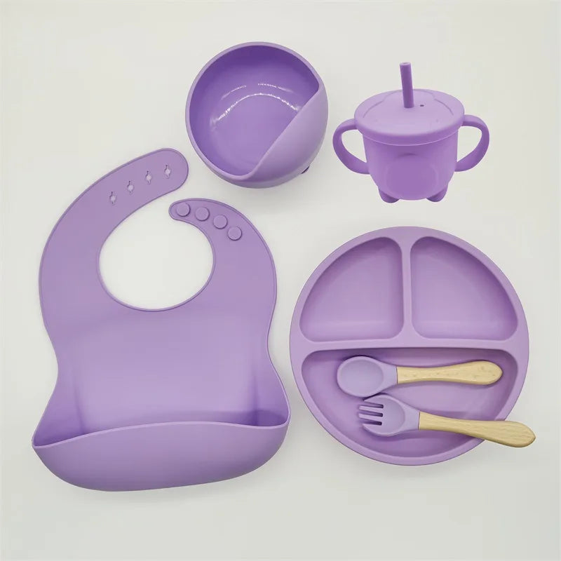 8-Piece Silicone Baby Tableware Set with Suction Cups – BPA-Free, FDA-Certified Baby Feeding Set - SweetPeaShop