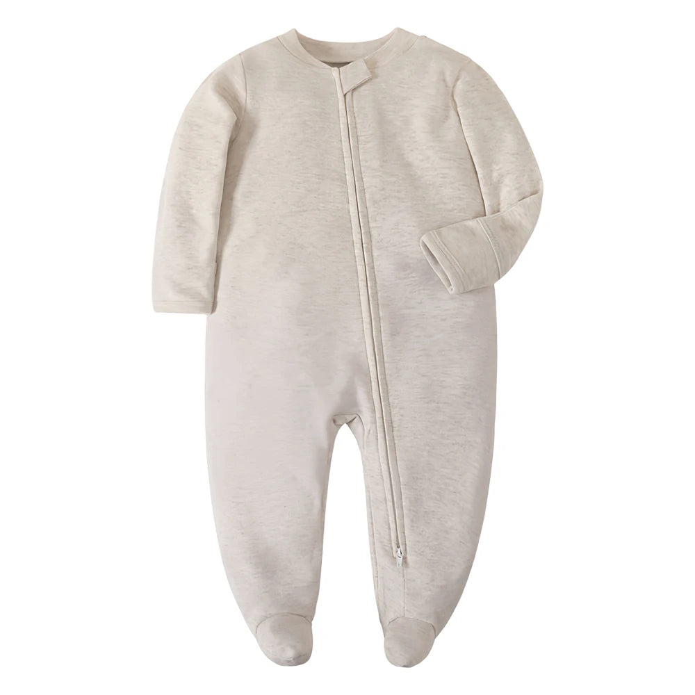 Newborn Baby Footed Sleepwear - Soft Cotton Zipper Pajamas for Infants - SweetPeaShop