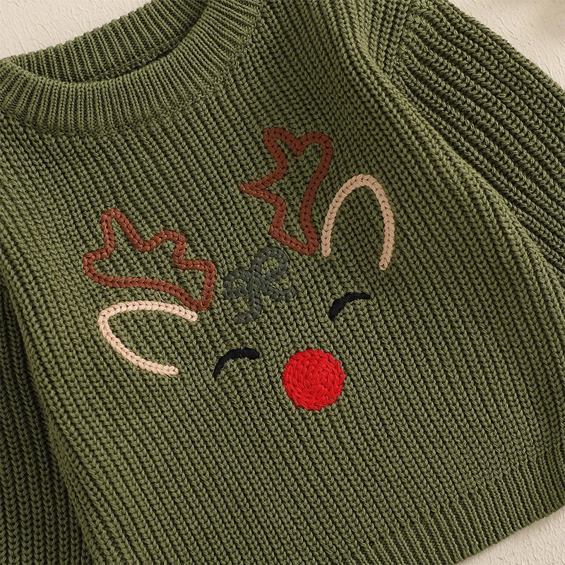 Cozy Reindeer Baby Sweater – Perfect for Winter Warmth and Festive Fun