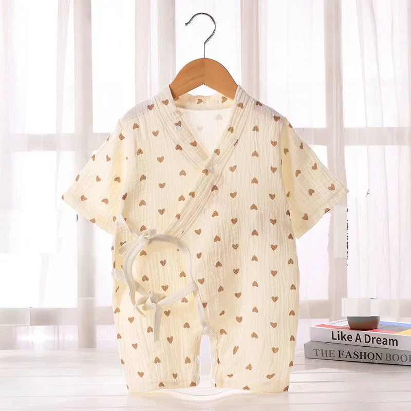 Baby Muslin Cotton Long Sleeve Romper - Unisex Newborn Jumpsuit - SweetPeaShop