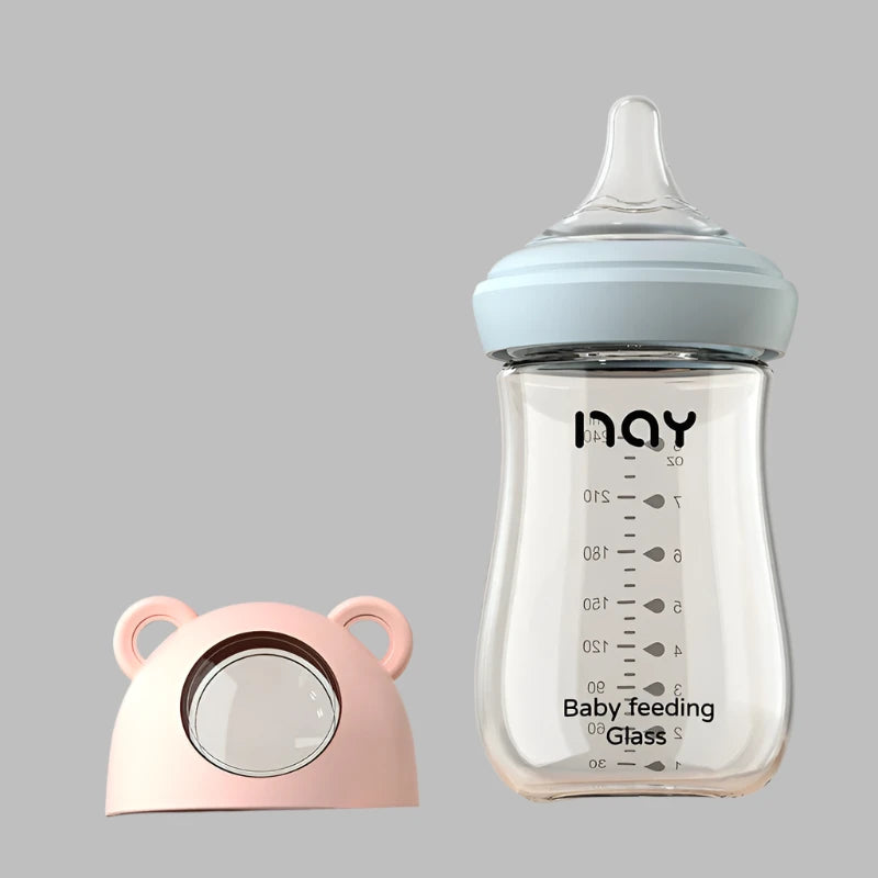 Wide Caliber Glass Baby Bottle – Anti-Colic, Anti-Choke, BPA-Free 240ml - SweetPeaShop