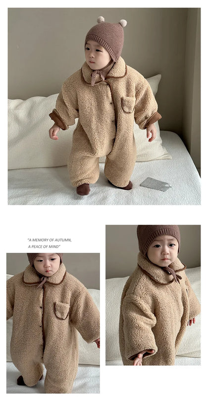 Winter Baby Plush Bodysuit – Cozy and Warm Jumpsuit for Boys & Girls