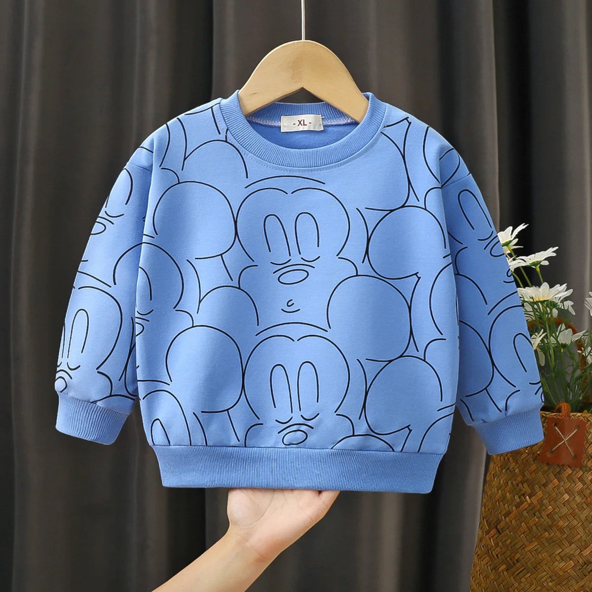 Disney Mickey Long Sleeve Sweatshirt – Unisex Baby & Toddler Pullover – Warm Cotton Crewneck Top for Girls & Boys – Winter Fashion - SweetPeaShop