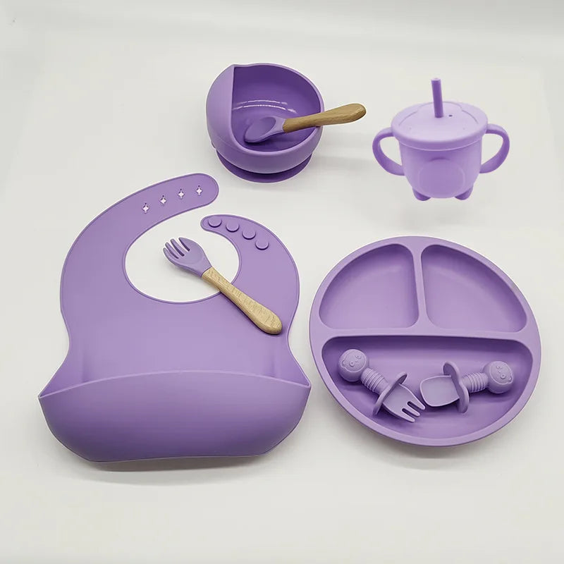 8-Piece Silicone Baby Tableware Set with Suction Cups – BPA-Free, FDA-Certified Baby Feeding Set - SweetPeaShop