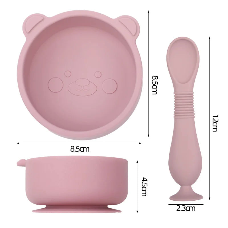 BPA-Free Silicone Baby Feeding Set - Non-Slip Bowl & Spoon 2-Piece Set - SweetPeaShop