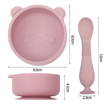 BPA-Free Silicone Baby Feeding Set - Non-Slip Bowl & Spoon 2-Piece Set - SweetPeaShop