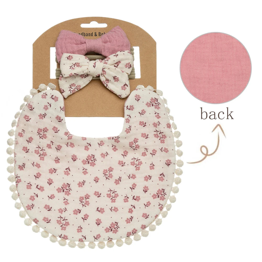 Floral Baby Bib & Headband Set - SweetPeaShop Exclusive