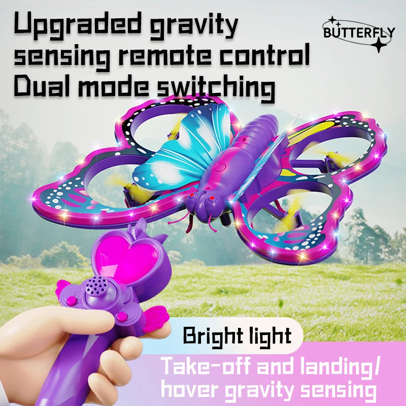 New V40 Glitter Butterfly Remote Control Aircraft 2.4GHz Gravity Sensing Mini Drone RC Quadcopter Children's Toy Gift - SweetPeaShop