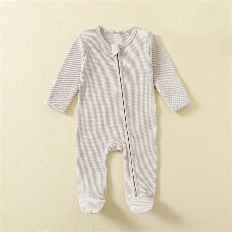 Organic Cotton Baby Romper – Waffle Textured Footed Pajamas - SweetPeaShop