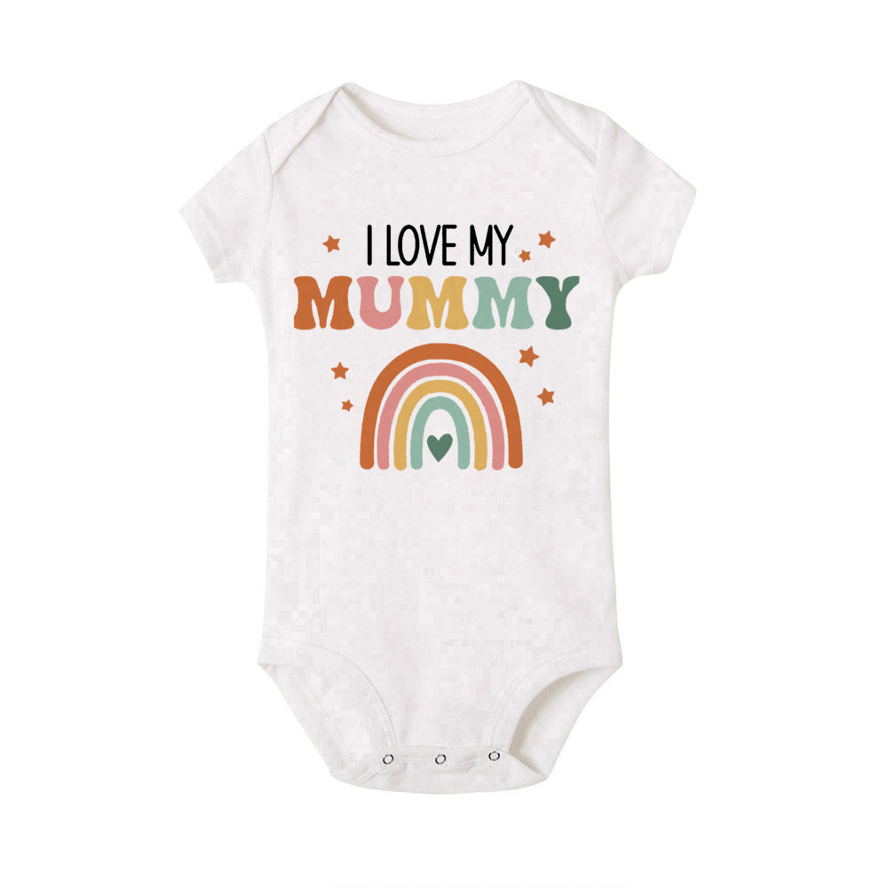 I Love Mummy & Daddy Rainbow Printed Newborn Baby Bodysuit - SweetPeaShop Exclusive