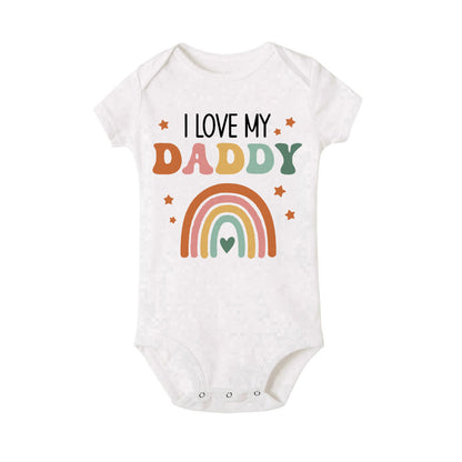 I Love Mummy & Daddy Rainbow Printed Newborn Baby Bodysuit - SweetPeaShop Exclusive