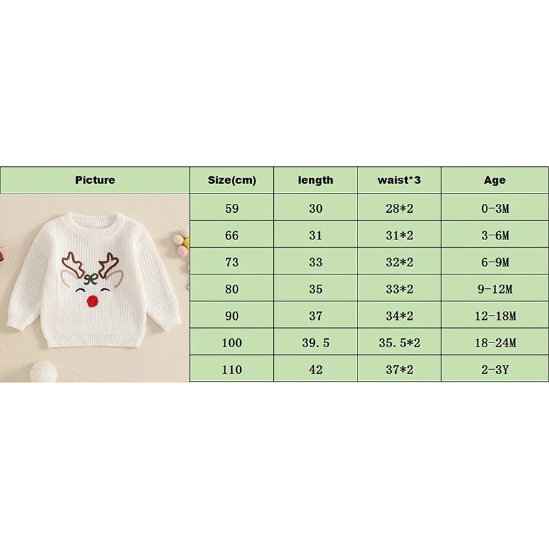 Cozy Reindeer Baby Sweater – Perfect for Winter Warmth and Festive Fun