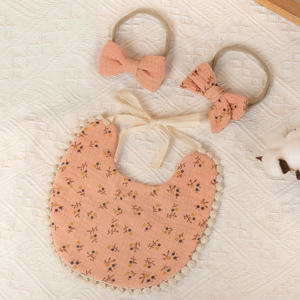 Floral Baby Bib & Headband Set - SweetPeaShop Exclusive