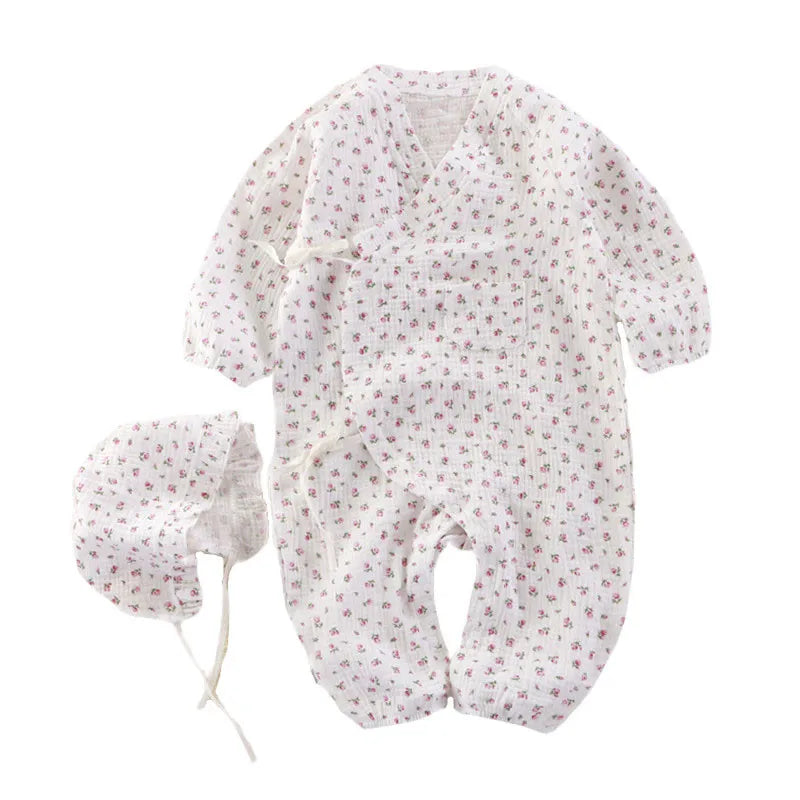 Baby Muslin Cotton Long Sleeve Romper - Unisex Newborn Jumpsuit - SweetPeaShop