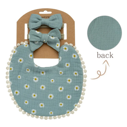 Floral Baby Bib & Headband Set - SweetPeaShop Exclusive