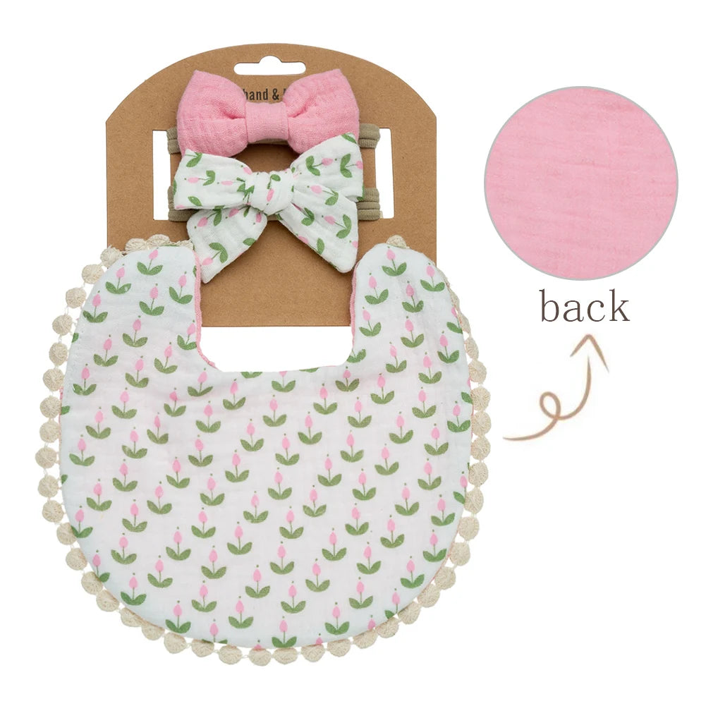 Floral Baby Bib & Headband Set - SweetPeaShop Exclusive