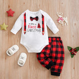 Plaid Bow Tie Baby Set - 2PCS Long Sleeve Bodysuit & Vest Outfit for All Seasons - SweetPeaShop