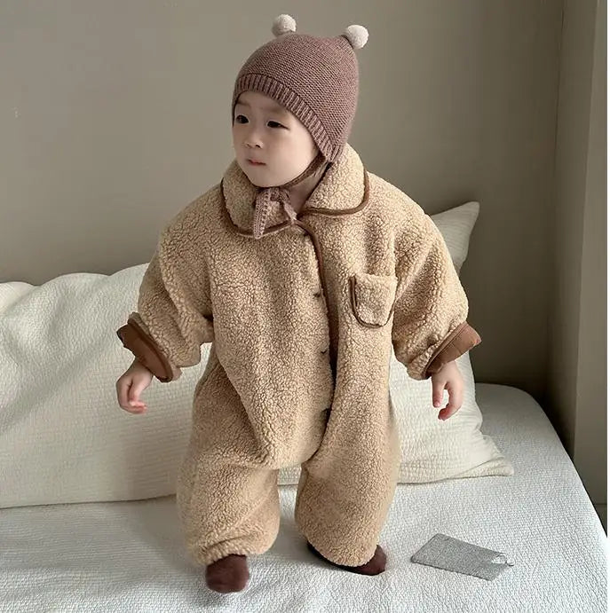 Winter Baby Plush Bodysuit – Cozy and Warm Jumpsuit for Boys & Girls