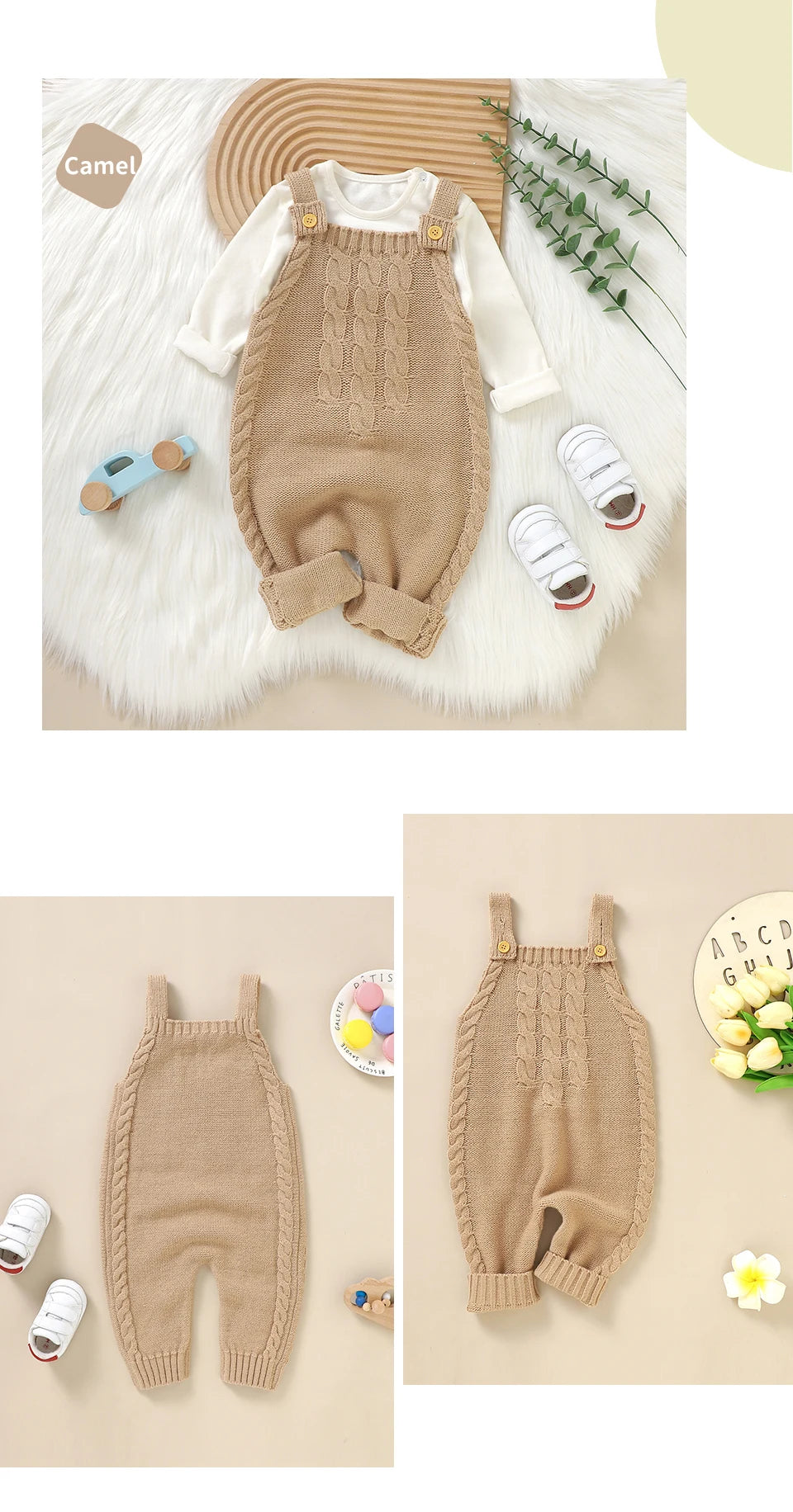 Infant Boys & Girls Knitted Sleeveless Romper - Solid Color Jumpsuit for Newborns, Babies (0-18m) - Cozy Fall & Winter Outfit - SweetPeaShop