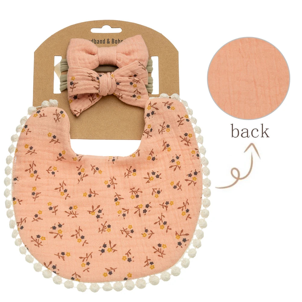 Floral Baby Bib & Headband Set - SweetPeaShop Exclusive