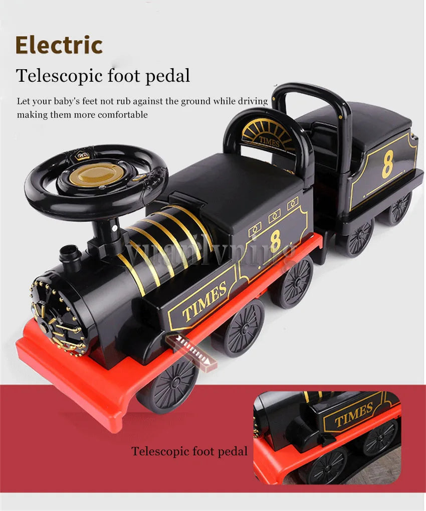 Child Electric Train Riding Toy with Rail Car Set – Perfect Christmas Gift for Kids - SweetPeaShop