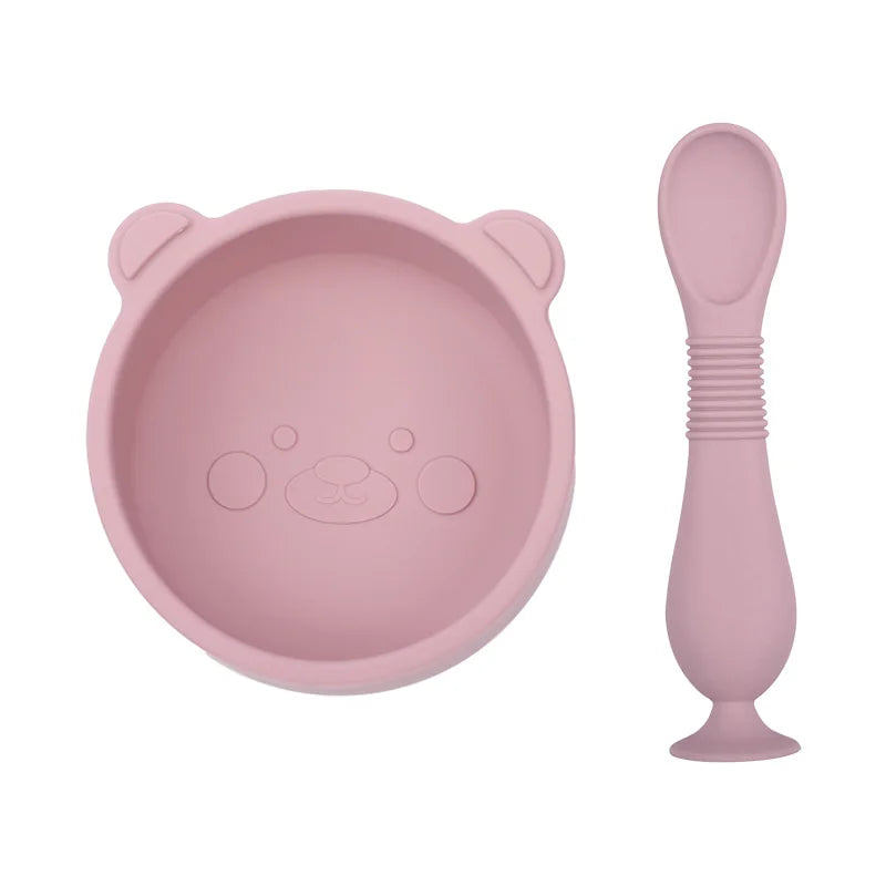 BPA-Free Silicone Baby Feeding Set - Non-Slip Bowl & Spoon 2-Piece Set - SweetPeaShop